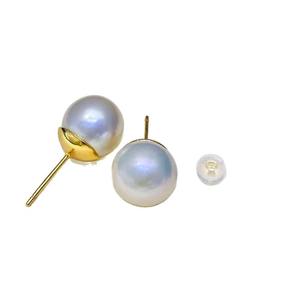 Boucles d'oreilles en perles DIY 22459, petits accessoires avec clous d'oreille en argent S925, 10-20 mm, rondes, creuses et grands supports - Product Image 5