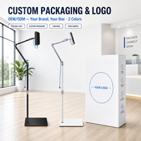 Support de sol professionnel en aluminium à rotation 360° avec bras long pour tablette, support de téléphone stable et réglable en hauteur pour bureau, vente en gros OEM