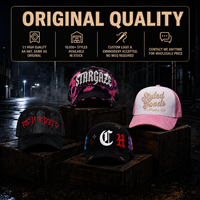 Casquette Trucker 3 étoiles The Magician en stock 2026, originale, doublée satin, visière en daim noir, 5 panneaux, style A-Frame, avec boîte