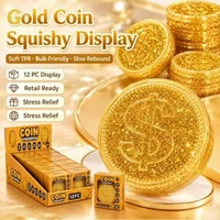 Jouet Squishy Géant Pièce d'Or Scintillante, Anti-stress à Rebond Lent, Jouet Fidget à Presser et Étirer, Cadeau Nouveauté et Blague