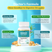 Enzymes digestives végétales en capsules, prébiotiques, probiotiques, 50 milliards d'UFC, 5 souches, Lion's Mane, 90 unités, végétarien, adulte