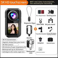 Cámara Deportiva 5K HD para Exteriores T70 con Soporte Magnético, Antivibración, Grabación Previa, Grabadora de Pulgar para Motocicleta, Vlog, Pantalla Táctil de 1.3 Pulgadas