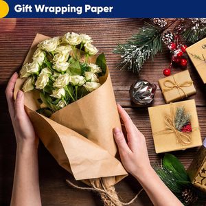 Rollo de papel de regalo Kraft marrón en blanco Jumbo ecológico, material reciclado, papel de regalo natural multicolor multiusos - Product Image 3
