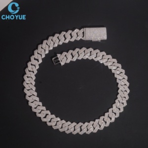 Performance Factory Direct Sale S925 Sterling <b>Silver</b> Pave Moissanite Cuban Link Chain Popular Iced Out <b>Men</b> Women Fashion Jewelry - Product Image 1