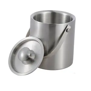 Double Wall Stainless Steel Insulated Ice Bucket 2L Ice Chiller 3L Camping Party Ice Bucket With Lid And Tong