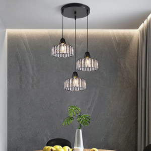 2022 di lusso retrò tre Cappello di cristallo luce di personalità creativa lampadario ristorante minimalista <span class=keywords><strong>con</strong></span> fonte di alimentazione AC - Product Image 4