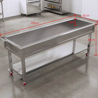 Chariot de vidange intégré en acier inoxydable 304 |   Table de service carrée argentée pour plats mijotés Chine Guangxi V8