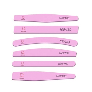Professional Double Sided Nail <strong>Buffering</strong> Files 10 PCS 100/180 80/80 Grit Custom Logo Japan Yellow Pink Nail File - Product Image 1