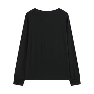 Pyjama confortable en fibre de bambou pour hommes Pyjama à col rond Haut long Noir pur à manches longues <span class=keywords><strong>Nuisette</strong></span> pour hommes - Product Image 2