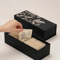 Boîte à tiroir noire haut de gamme personnalisée avec plateau de séparation pour l'emballage de sachets de thé