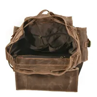 Mochila Retro de Cuero Crazy Horse, Lona Encerada, para Hombre y Mujer, de Cuero Genuino, Bolsa de Viaje para Computadora, Poliéster, para Montañismo