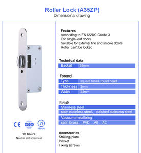A35ZP rullo Rock blocco del corpo fabbrica resistente Anti-furto mortasa per interno porta di fumo in acciaio 70mm chiave di sblocco impermeabile - Product Image 3