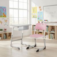 Ensemble bureau et chaise pour étudiants à hauteur réglable avec structure métallique pour l'école, la salle de classe et les études
