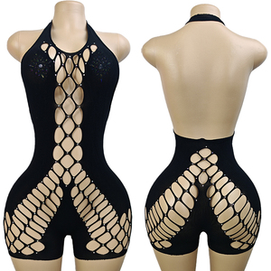 Hanging Neck Design Rhinestone Ballroom Dancewear for Women Sexy Kits Spandex/Nylon Material - Product Image 1