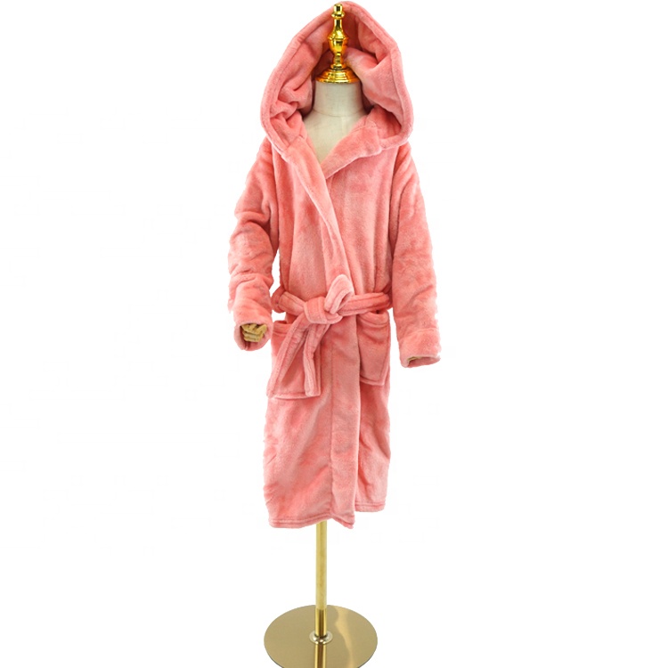 Однотонный розовый супермягкий уютный пушистый удобный теплый фланелевый флисовый халат для детей