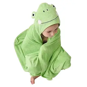 Cute Frog-Shaped Hooded Baby Bath Towel Use 70% Bamboo 30% Cotton with Excellent Feeling for Baby's Delicate Skin