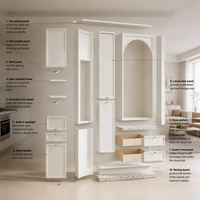 Buffet scandinave avec étagères ouvertes, tiroirs et éclairage LED, meubles de salon OEM ODM