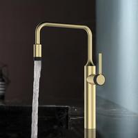Robinet de cuisine moderne en acier inoxydable brossé, durable, rotatif, à poignée unique, avec douchette extractible, pour hôtel et usage domestique