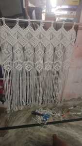 Tapiz de Pared Rectangular Bohemio Azul Claro, Hecho a Mano con Macramé de Algodón, Decoración con Flecos para Sala de Estar o Dormitorio - Product Image 5