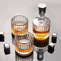 Ensemble de carafes à vin en verre empilables, 3 verres à whisky à l'ancienne, style vintage, capacité de 340 ml, pressés à la machine, marque NOVARE certifiée