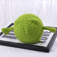 Gorro de monstruo de ganchillo 3D con orejas largas, gorro de invierno verde divertido hecho a mano, gorro de punto, gorro tipo beanie