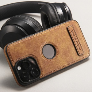 เคสโทรศัพท์หนัง PU ดีไซน์สำหรับ iPhone 16 15 14 13 12 Pro Max พร้อมขาตั้ง รุ่นใหม่ ลายโลโก้ เคสโทรศัพท์มือถือ - Product Image 6