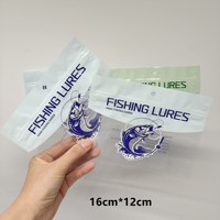 Sac d'emballage personnalisable en PE souple avec fermeture éclair, impression numérique, faible MOQ, pour leurres de pêche et vers, réutilisable