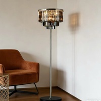 Lampadaire LED en fer et cristal de luxe léger, commande par bouton, design moderne américain et nordique minimaliste, 220V, pour salon et chambre à coucher