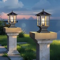 Lampe solaire LED à brancher pour poteau de portail, pilier, cour, jardin, en alliage d'aluminium, IP33, abat-jour en verre, garantie 8 ans