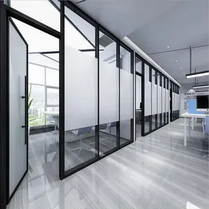 Soundproof glass partition curved office glass partition wall with transparent glass