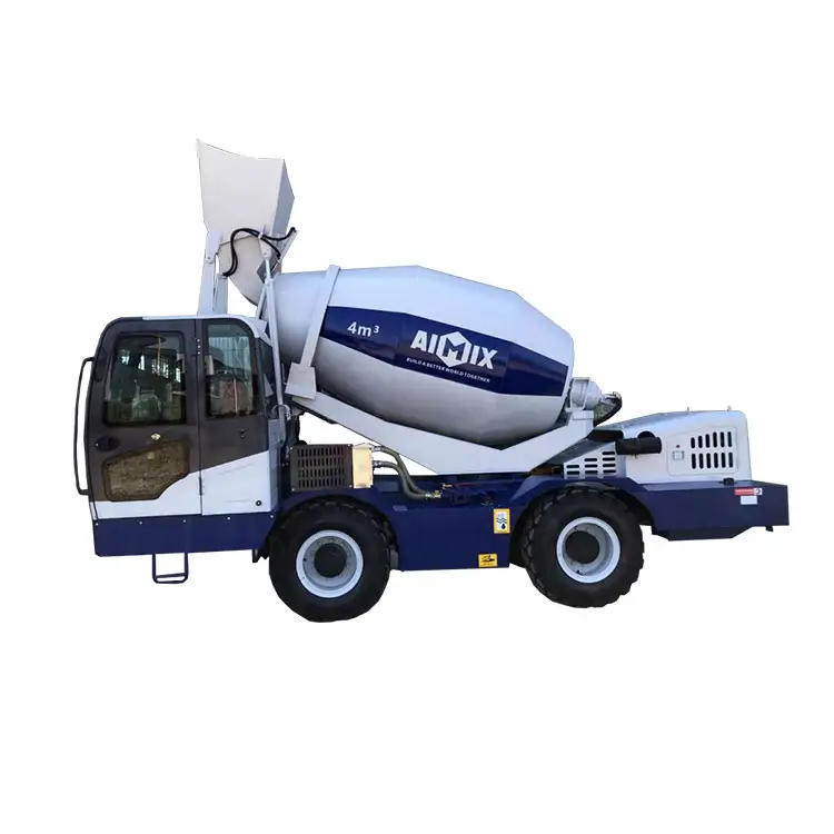 Aimix self loading mobile concrete mixer truck with self loader