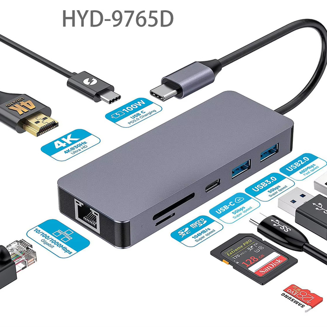 High Quality 8 in 1 USB Type C Adapter, Type C Multiple Adapters, USB C Hubs With Ethernet RJ45 Port