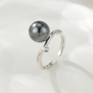 Faux Pearl Open <b>Ring</b> <b>Adjustable</b> Index Finger <b>Ring</b> For Women Timeless Gift Everyday Wear Geometric Shape Ball Design - Product Image 1