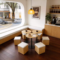 Table et chaises modernes en bois massif pour café commercial, combinaison pour salon de thé, table à manger carrée de petite taille pour pâtisserie