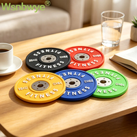 Nouveaux sous-verres en forme de disque de musculation, décoration de bureau, thème fitness, antidérapants, durables, en PVC souple, sous-verres de gym, cadeau