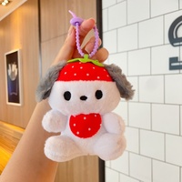 Fabrieksgroothandel Kawaii Ananas Hond Pluche Tas Charm Cartoon Witte Puppy Fruit Sleutelhanger voor Souvenir