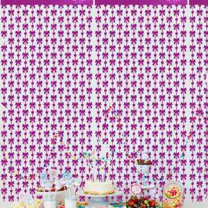 Bogen Themen Dekoration Regen Seide Vorhang Geburtstags feier Hintergrund Wand dekoration mit rosa Bogen Muster Regen Seide Tür Vorhang - Product Image 6