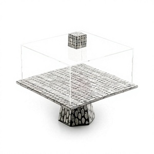 Soporte para pasteles de madera y MOP con tapa acrílica de la mejor calidad, soporte cuadrado para dulces de Home Arts - Product Image 1