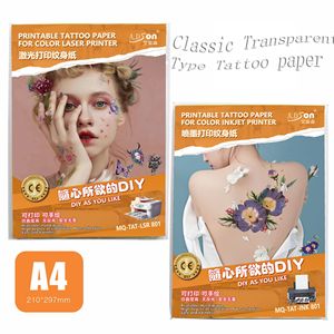 Papier de transfert pour <span class=keywords><strong>tatouage</strong></span> <span class=keywords><strong>temporaire</strong></span> transparent A4 personnalisé pour imprimante jet d'encre professionnelle, type de transfert à l'eau pour les artistes tatoueurs - Product Image 2