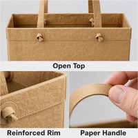 Sac de rangement personnalisé écologique en papier kraft noir et marron, lavable, pour le shopping