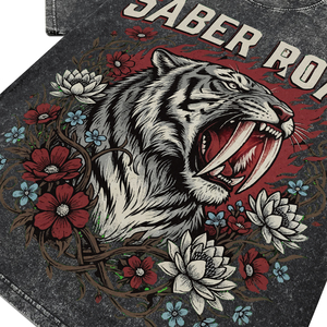 New Wholesale 100% Cotton O-Neck Breathable T-Shirts <b>Men's</b> Oversized Acid Wash Garment Dye Casual Tees with Custom Pattern Print - Product Image 4