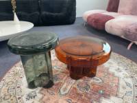 Table basse en verre moderne européenne durable et portable, table de salon colorée pour la maison, couleur verte