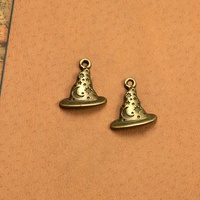Breloque Chapeau de Sorcière 21x18mm Lune Étoile, Pendentif en Alliage de Zinc à 1 Boucle pour Collier d'Halloween