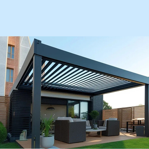 Système de pergola moderne <span class=keywords><strong>en</strong></span> acier et aluminium pour pavillon extérieur, idéal pour parcs, places publiques, restaurants, cafés et espaces commerciaux – Protection solaire - Product Image 5
