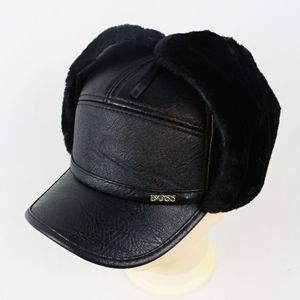 Lei Feng Hat Black Fleece Lined Warm Windproof <b>Winter</b> Ski <b>Cap</b> For Men Outdoor Use - Product Image 1