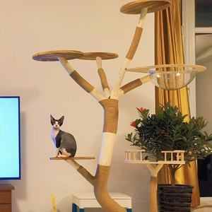 كبيرة صلبة شجرة شجرة يدوية الصنع حامل خشب طبيعي فاخر القط لعب ديكور غرفة المعيشة هدية - Product Image 1