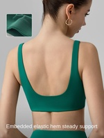 Soutien-gorge de sport pour femme à maintien élevé, bretelles doubles croisées, bonnets fixes, col diamant, 100 % nylon respirant, dos en U