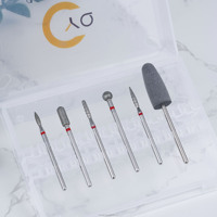 Ensemble de 6 fraises à ongles en diamant personnalisées, support pour manucure russe, ensemble de fraises à ongles électriques, fraises pour nettoyer les cuticules pour salon