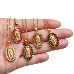 Nuevo Collar de Moda con Colgante de Diamantes de la Virgen María, Colgante Religioso de Cristal para Mujer, Accesorios de la Virgen María - Product Image 1