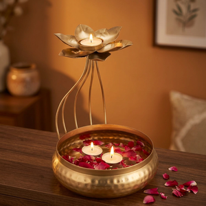 Gold Metal Votive <b>Candle</b> <b>Lanterns</b> for Home Decor for Christmas Room Decoration and Space Enhancement - Product Image 5